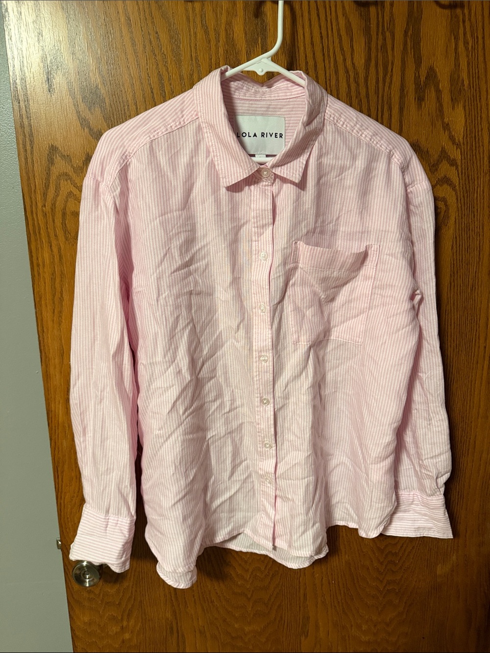 Lola River Men’s Light Pink Striped Button-Down Shirt